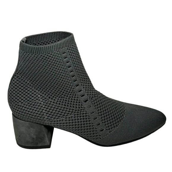 Eileen Fisher Honey Stretch Recycled Knit Bootie Block Heel  Graphite SZ 7 NEW - Picture 1 of 6
